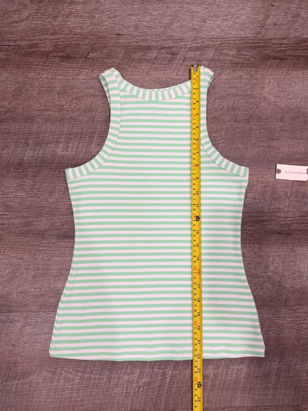 NWT Anthropologie Maeve Krista Stripe Tank Top Mint Green White XS Fitted Cotton - Picture 7 of 8